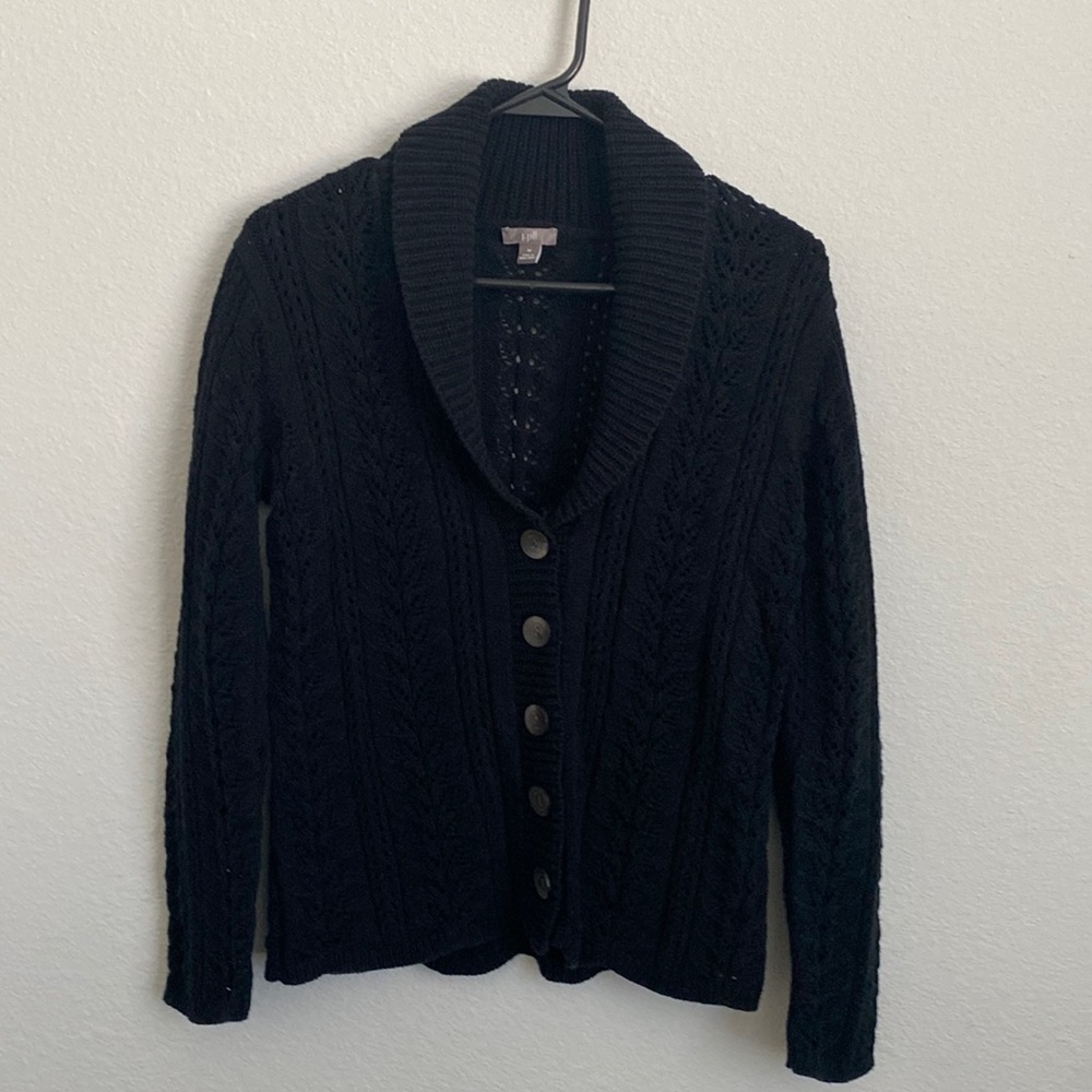 J.Jill Women's Knit Black Cardigan Sweater  M